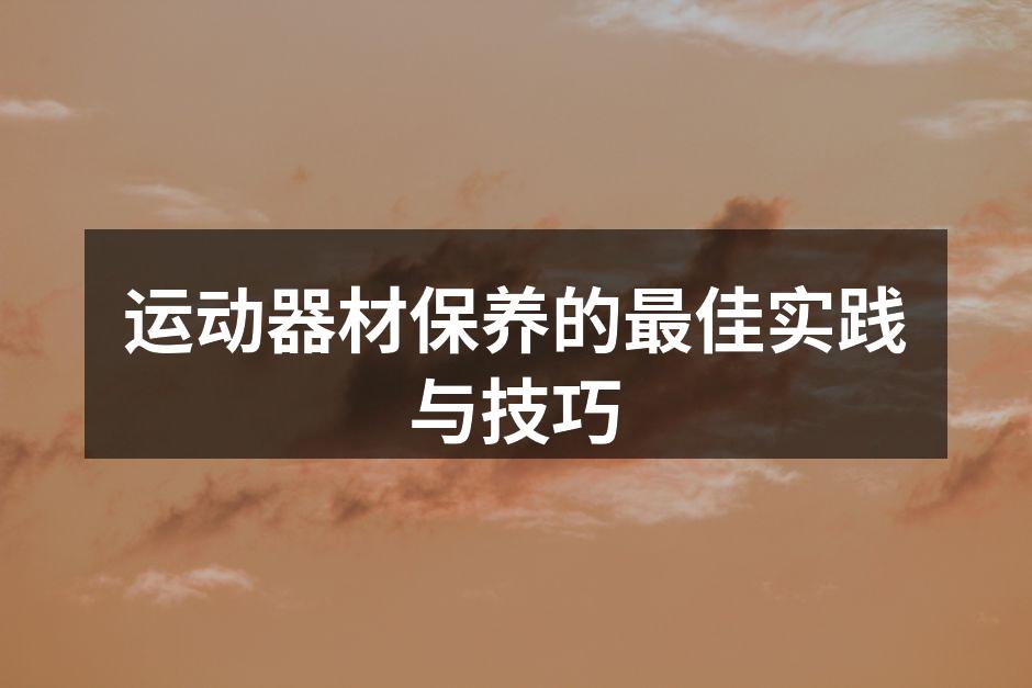 运动器材保养的最佳实践与技巧
